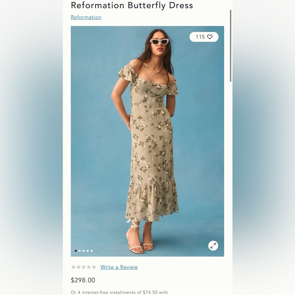 Anthropology Reformation Butterfly Dress, size 4.